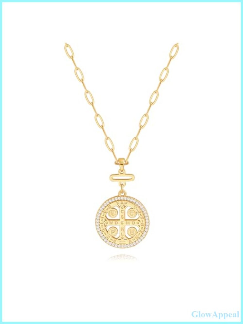 18K Gold Plated Pendant Necklace Medallion Coin Heart Y Shaped Chain Toggle